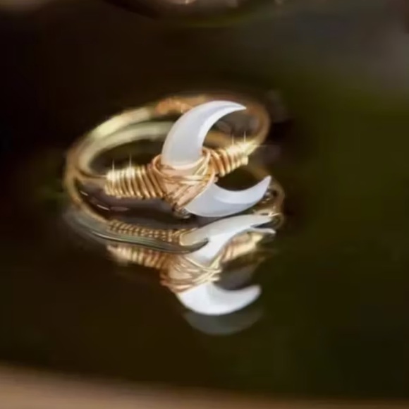 Jewelry - New Fashion Gold and White Crescent Moon Ring